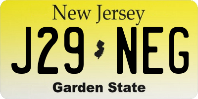 NJ license plate J29NEG