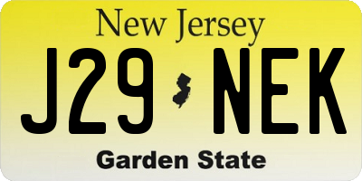 NJ license plate J29NEK
