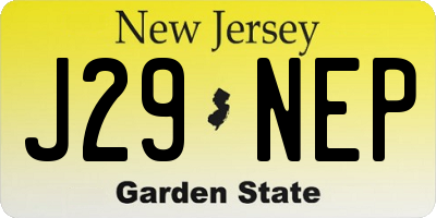 NJ license plate J29NEP