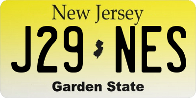 NJ license plate J29NES