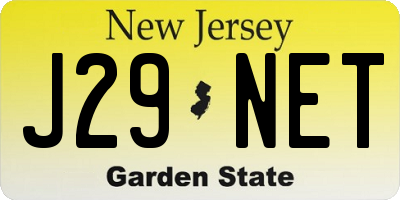 NJ license plate J29NET