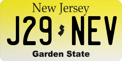 NJ license plate J29NEV