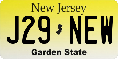 NJ license plate J29NEW