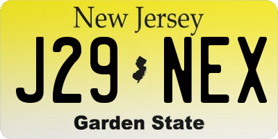 NJ license plate J29NEX