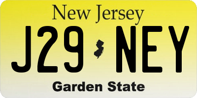 NJ license plate J29NEY