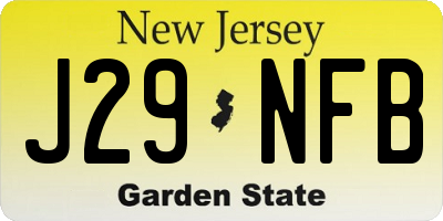 NJ license plate J29NFB