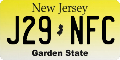 NJ license plate J29NFC