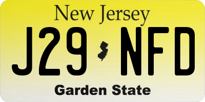 NJ license plate J29NFD
