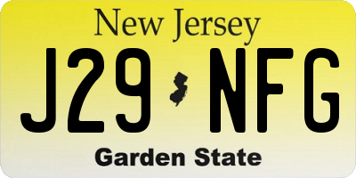 NJ license plate J29NFG
