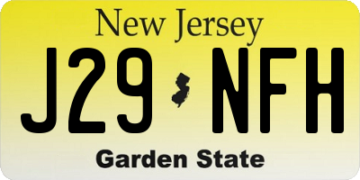 NJ license plate J29NFH