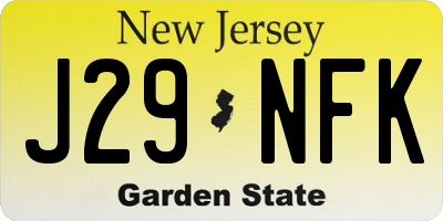 NJ license plate J29NFK
