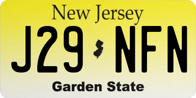 NJ license plate J29NFN