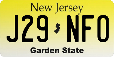 NJ license plate J29NFO