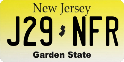 NJ license plate J29NFR