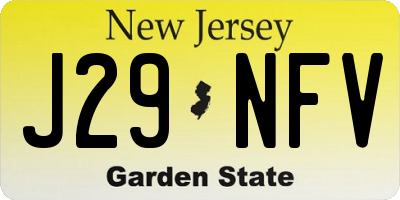 NJ license plate J29NFV