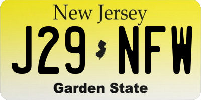 NJ license plate J29NFW