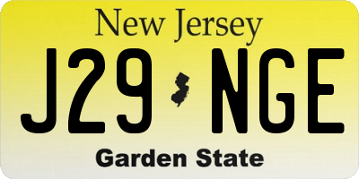NJ license plate J29NGE