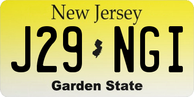 NJ license plate J29NGI