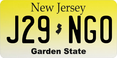 NJ license plate J29NGO
