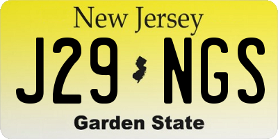 NJ license plate J29NGS