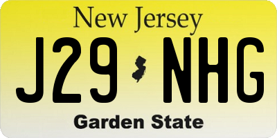 NJ license plate J29NHG