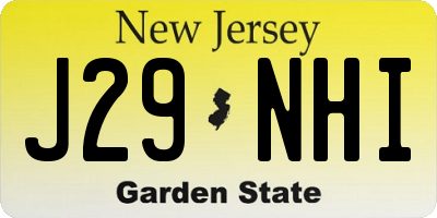 NJ license plate J29NHI
