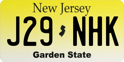 NJ license plate J29NHK