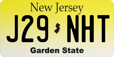 NJ license plate J29NHT