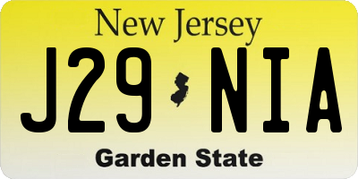NJ license plate J29NIA