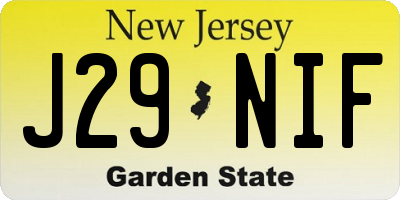 NJ license plate J29NIF