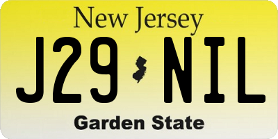 NJ license plate J29NIL