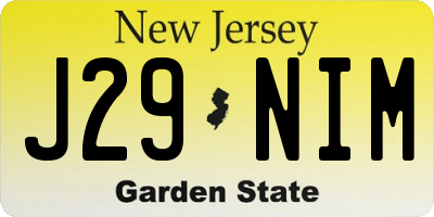 NJ license plate J29NIM