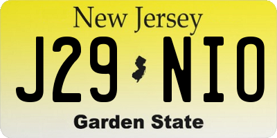 NJ license plate J29NIO
