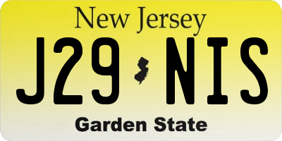 NJ license plate J29NIS