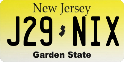 NJ license plate J29NIX