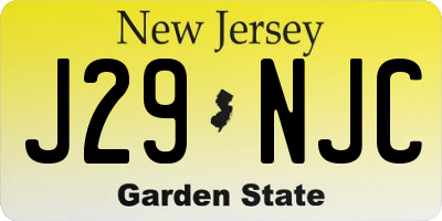 NJ license plate J29NJC