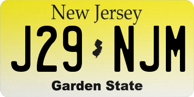 NJ license plate J29NJM