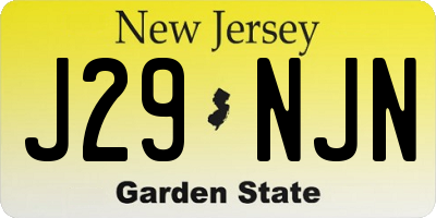 NJ license plate J29NJN