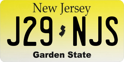 NJ license plate J29NJS