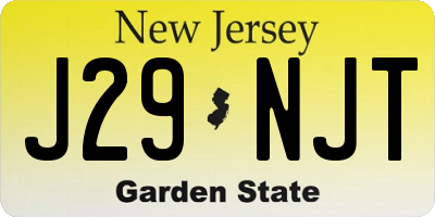 NJ license plate J29NJT