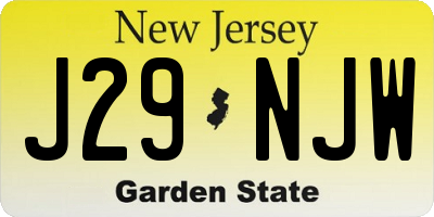 NJ license plate J29NJW
