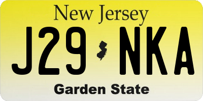 NJ license plate J29NKA