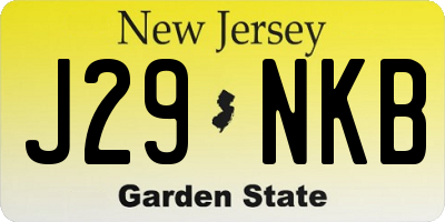 NJ license plate J29NKB
