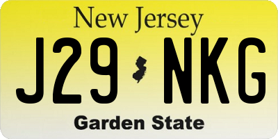 NJ license plate J29NKG
