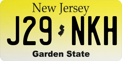 NJ license plate J29NKH
