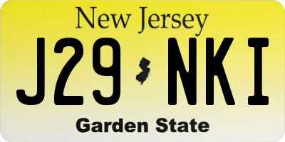 NJ license plate J29NKI