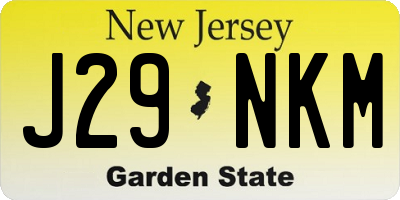 NJ license plate J29NKM