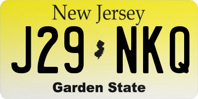 NJ license plate J29NKQ