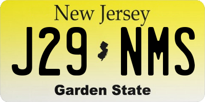 NJ license plate J29NMS