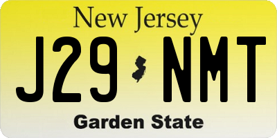 NJ license plate J29NMT